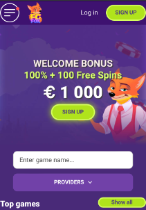 Fgfox Casino mobile screen welcome bonus