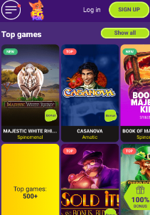 Fgfox Casino mobile screen top games