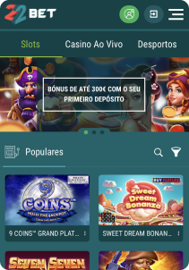 22bet Casino mobile screen welcome bonus