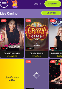 Fgfox Casino mobile screen live casino