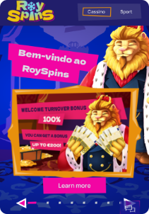 Royspins Casino mobile screen promotion