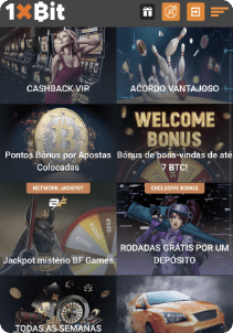 1xBIT Casino mobile screen bonus promotions