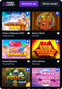 HashLucky Casino mobile screen slots games