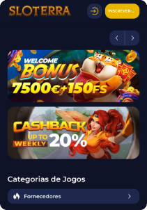 Sloterra Casino mobile screen promotions bonus